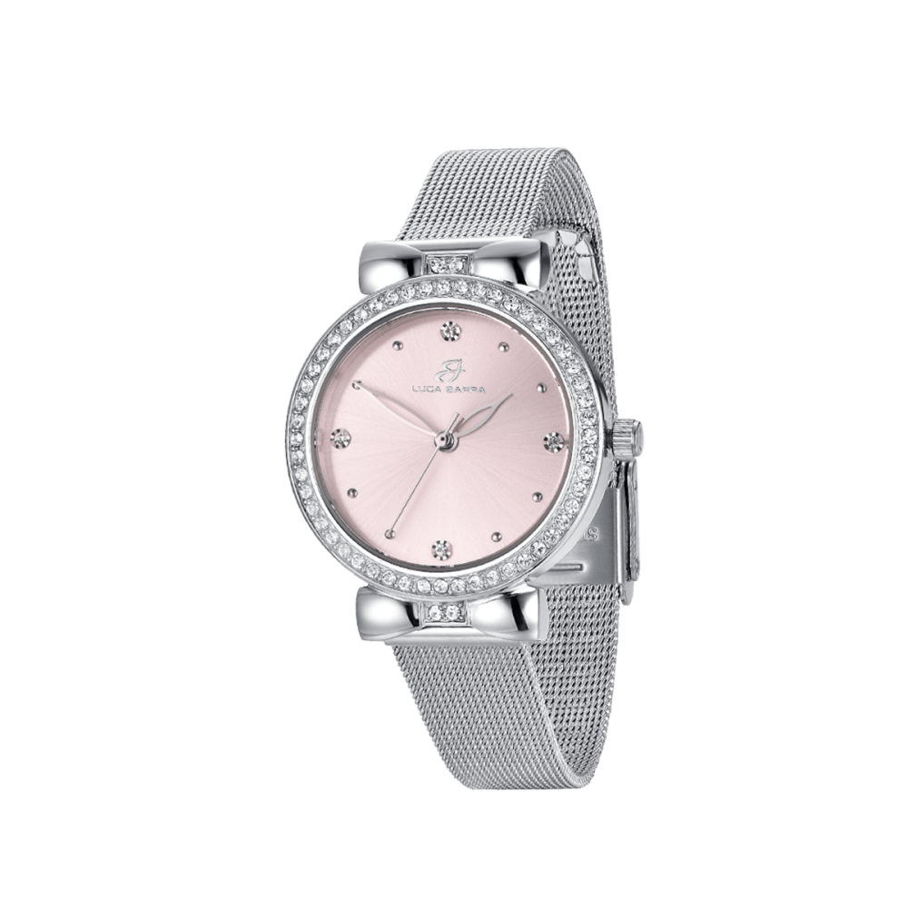 Luca Barra Orologio Acciaio Solo Tempo Cristalli Bianchi