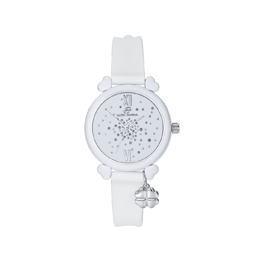 Luca Barra Orologio Solo Tempo Silicone Bianco e Cristalli