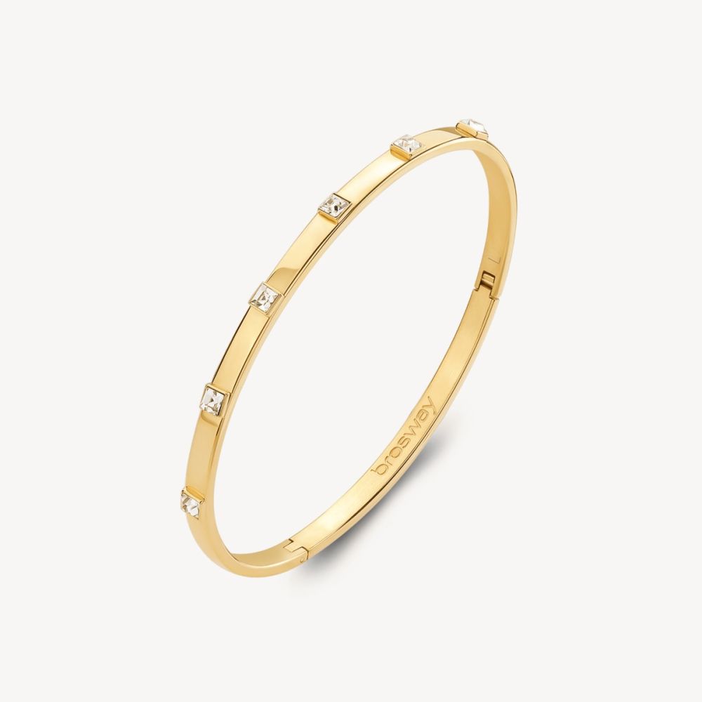 Brosway Bracciale Rigido Acciaio Dorato e Zirconi Withyou