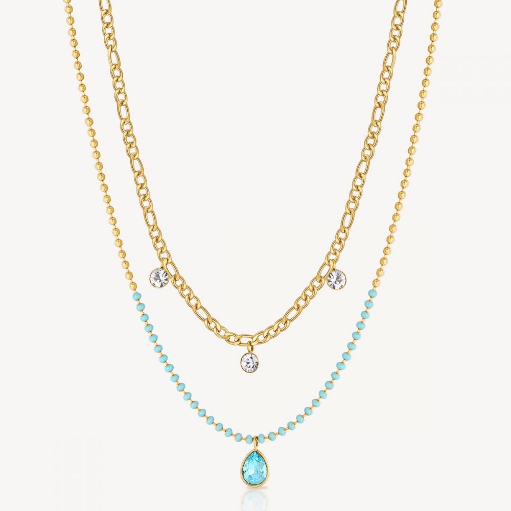 Brosway Collana 2 Fili Acciaio Gold Smalti e Cristalli Symphonia