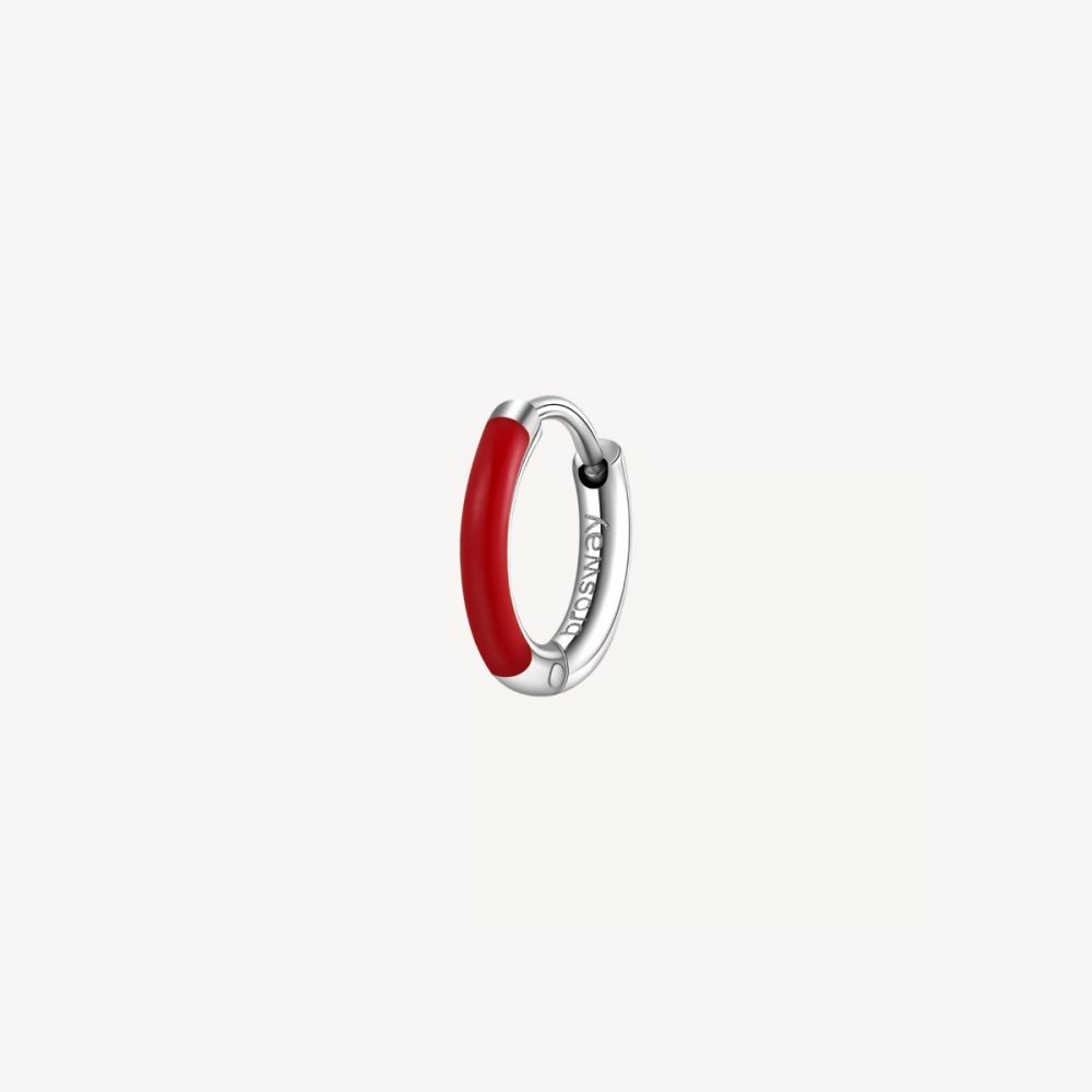 Brosway Orecchino Cerchio Acciaio Smalto Rosso Symphonia