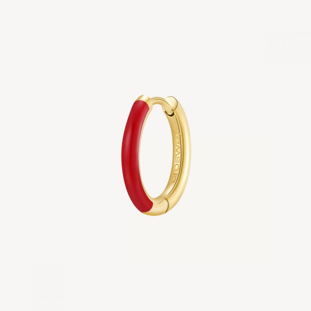 Brosway Orecchino Cerchio Acciaio Gold Smalto Rosso Symphonia