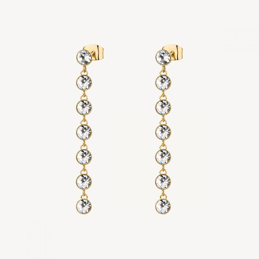 Brosway Orecchini Pendenti Donna Acciaio Gold Cristalli Bianchi Symphonia