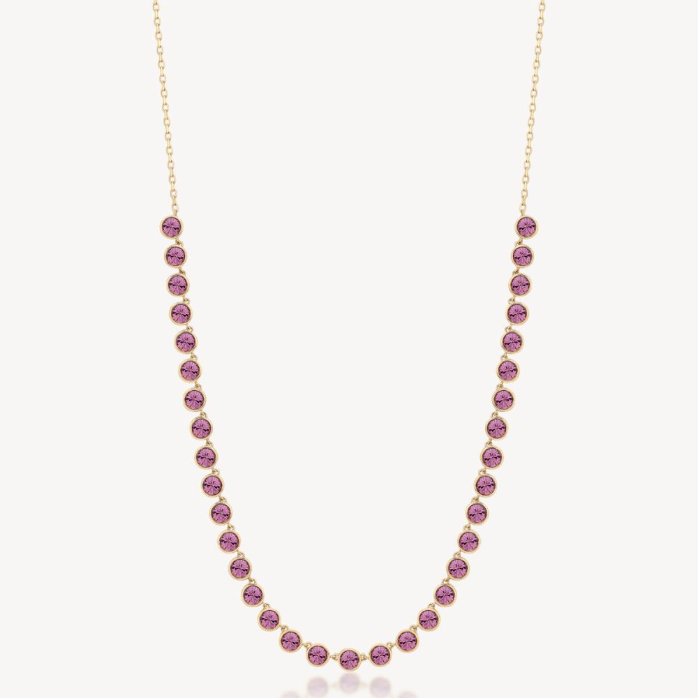 Brosway Collana Acciaio Dorato Cristalli Ametista Symphonia