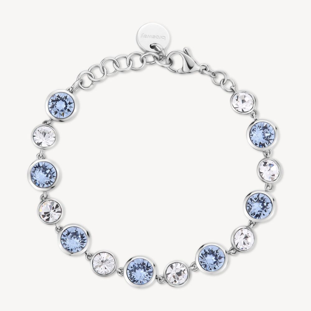 Brosway Bracciale Acciaio Cristalli Bianchi e Zaffiro Symphonia