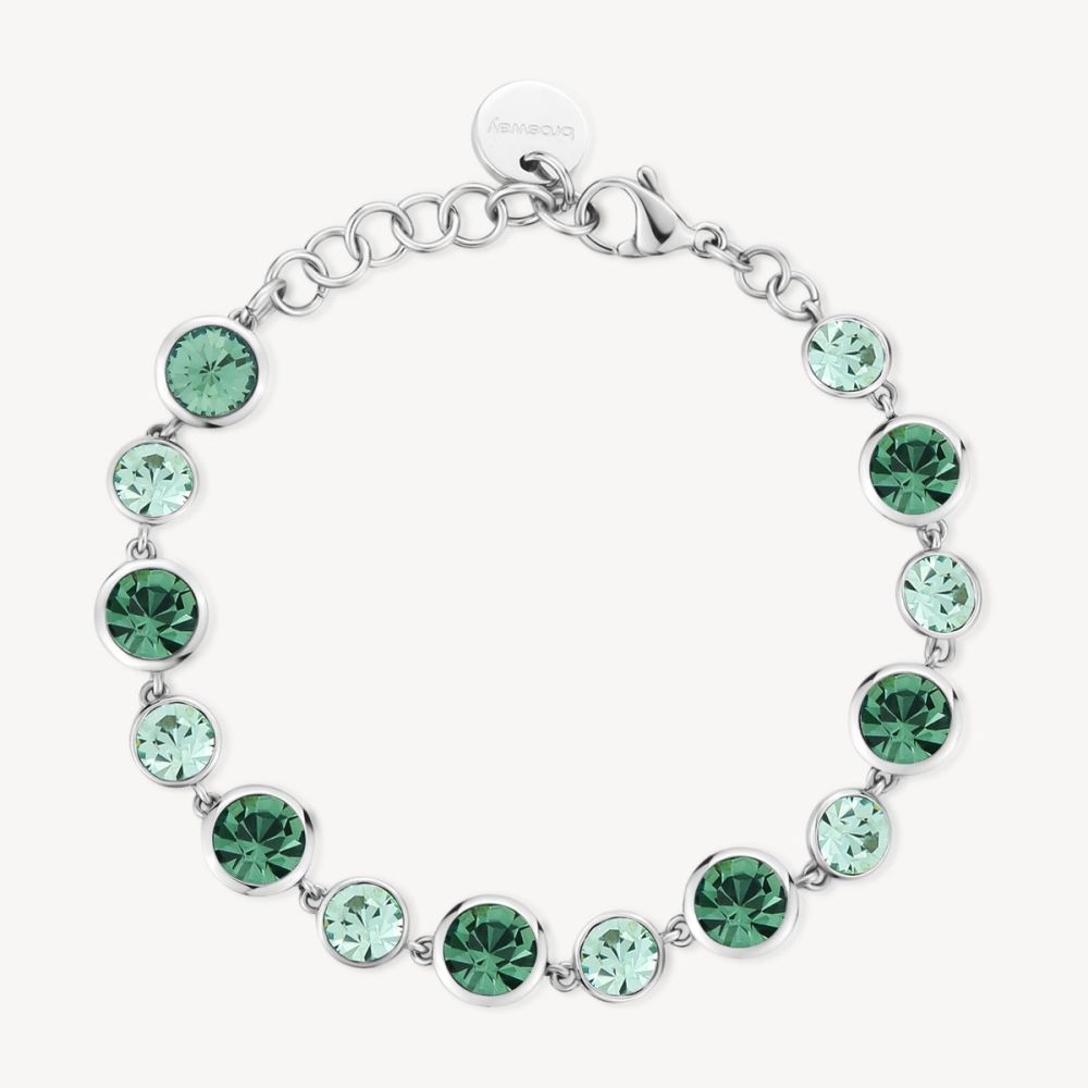 Brosway Bracciale Acciaio Cristalli Bianchi e Verdi Symphonia