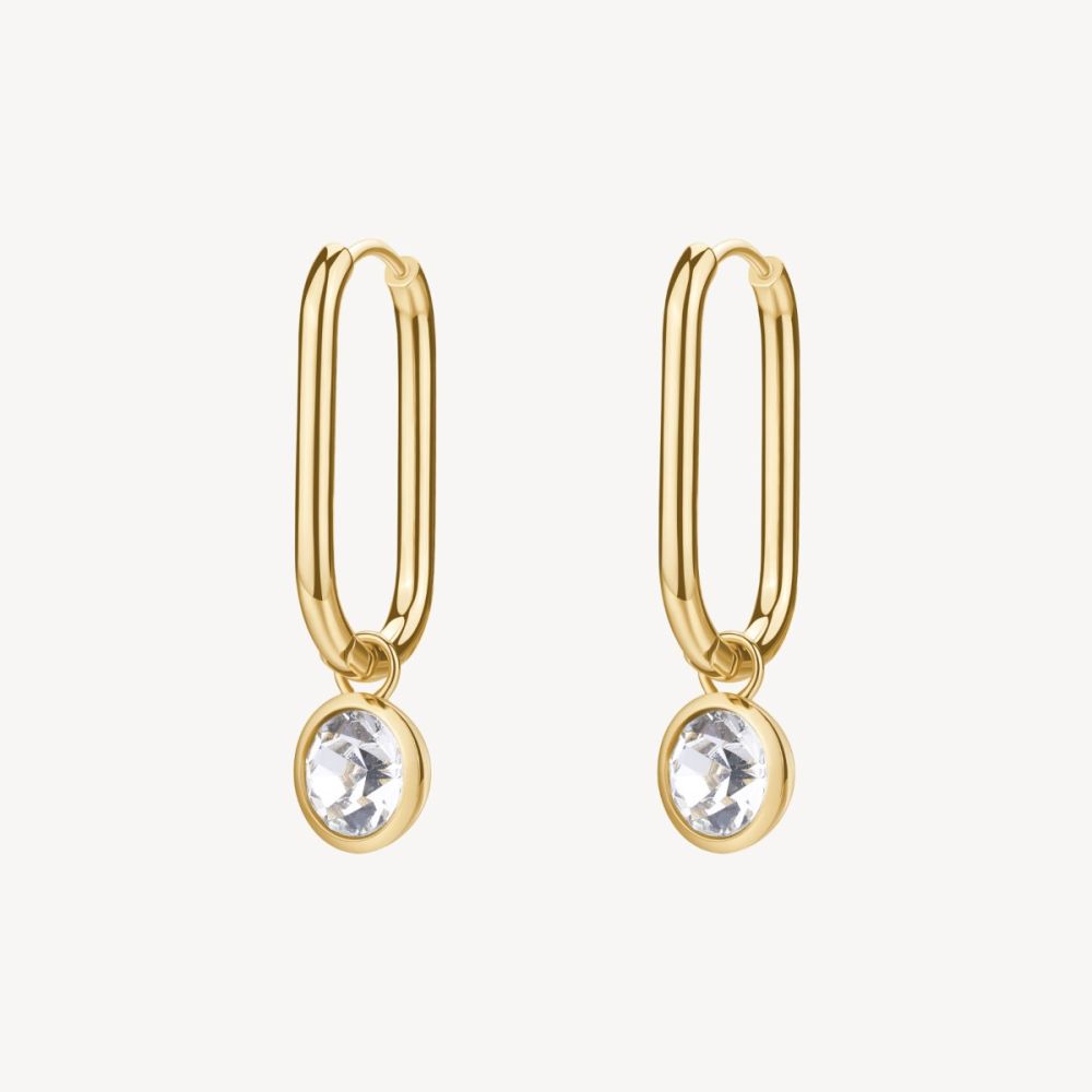 Brosway Orecchini Rettangolari Acciaio Gold con Cristallo Symphonia