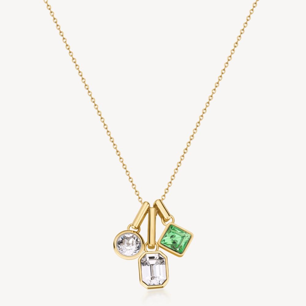Brosway Collana Acciaio Gold 3 Cristalli Multicolor Symphonia
