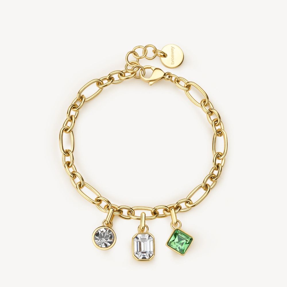 Brosway Bracciale Acciaio Gold 3 Cristalli Multicolor Symphonia