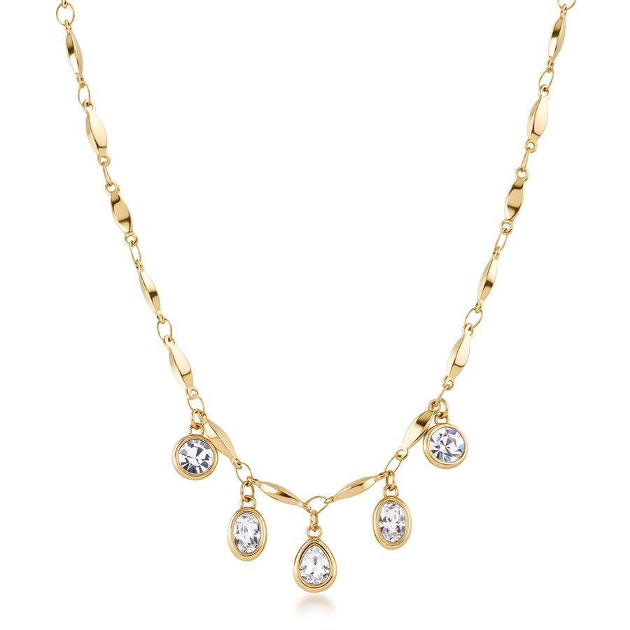 Brosway Collana Acciaio Gold Cristalli Bianchi Symphonia
