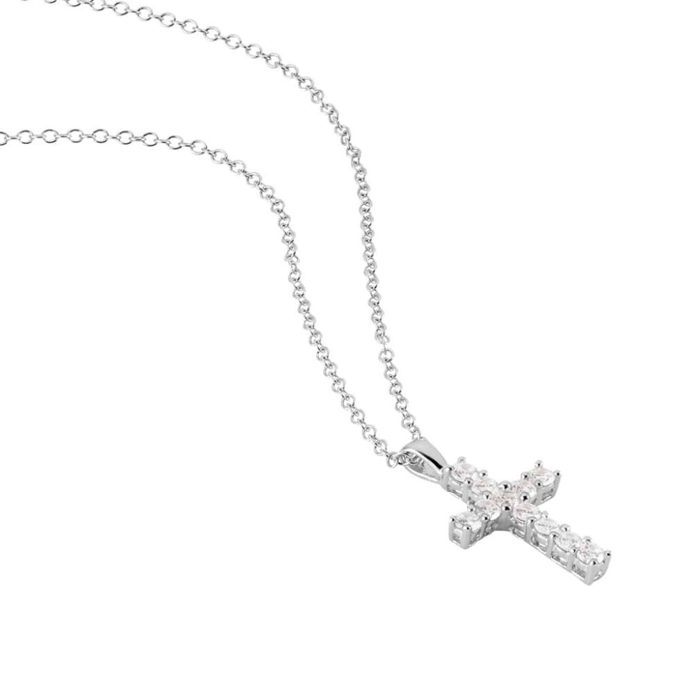 Stroili Girocollo Donna Argento Rodiato Croce e Zirconi