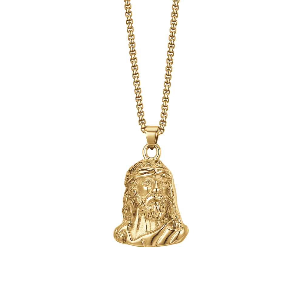 Luca Barra Collana Acciaio Gold Volto Santo