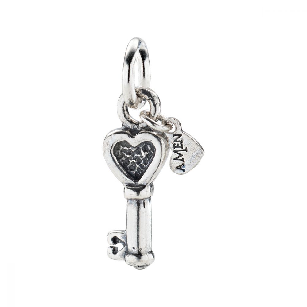 Amen Charm Donna Argento Brunito Chiave Dell'amore