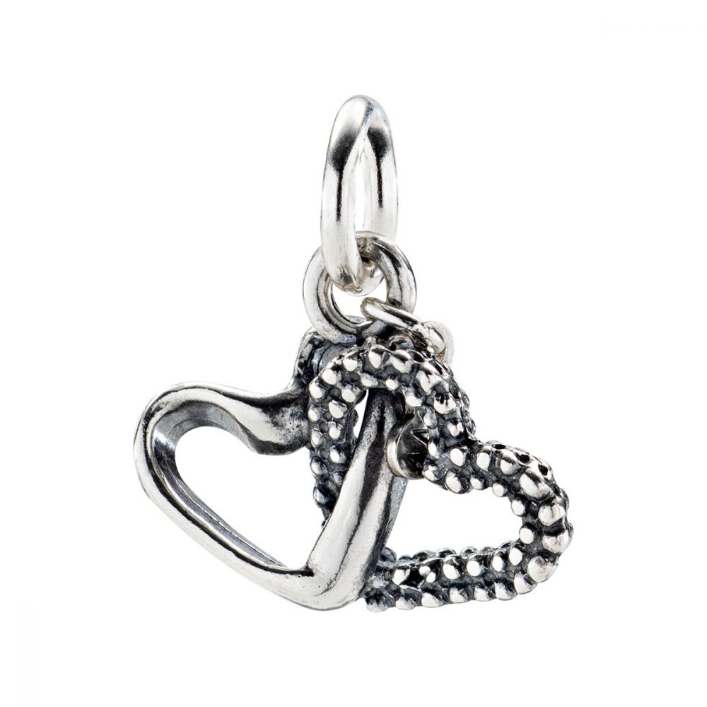 Amen Charm Donna Argento Brunito Cuori Intrecciati