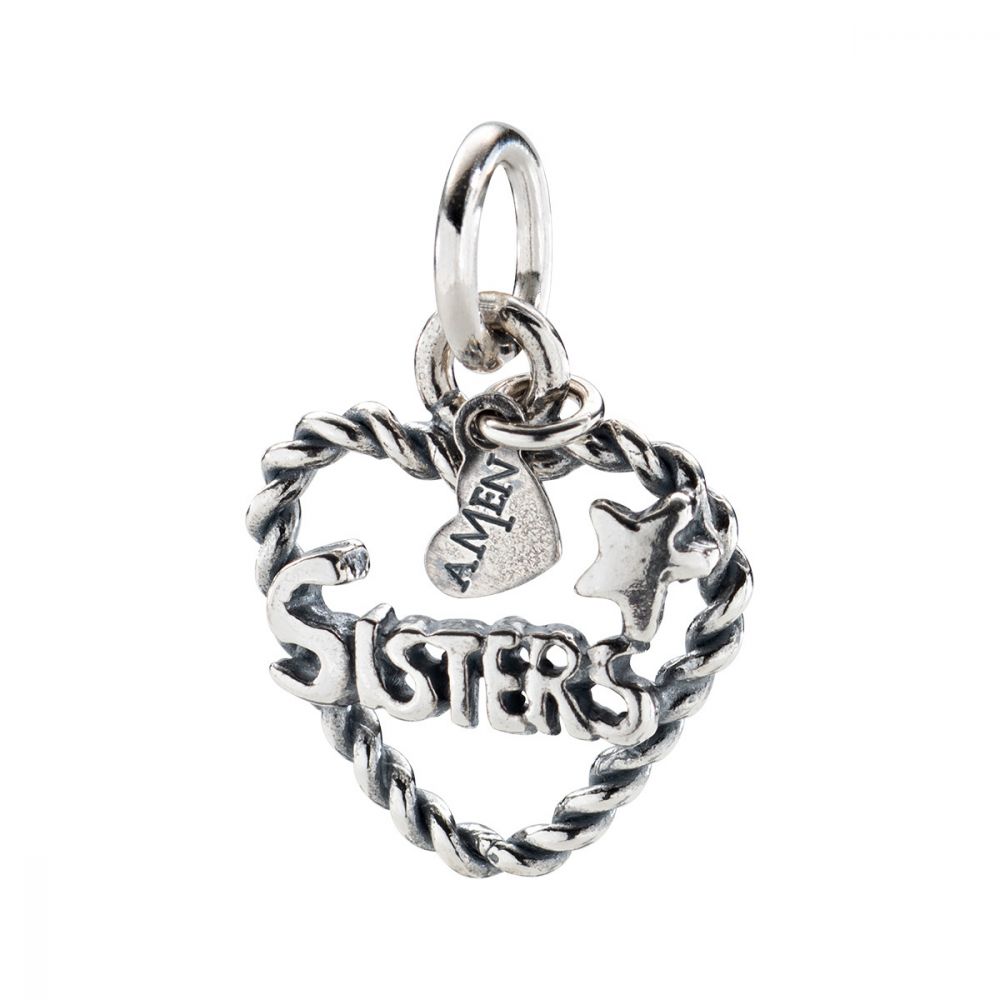 Amen Charm Donna Argento Brunito Sister