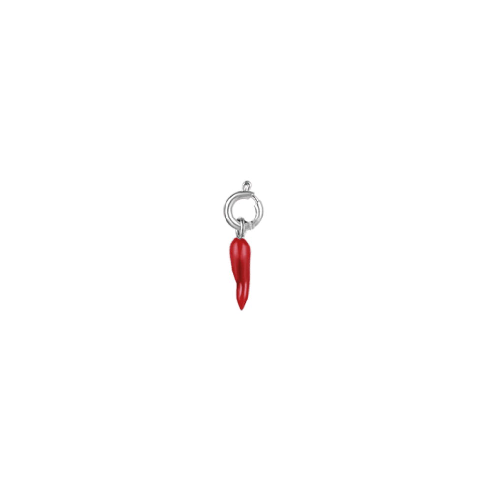 Luca Barra Charms Acciaio Cornetto Rosso