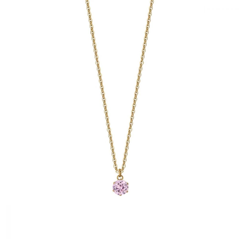 Luca Barra Collana Donna Acciaio Gold Cristallo Rosa
