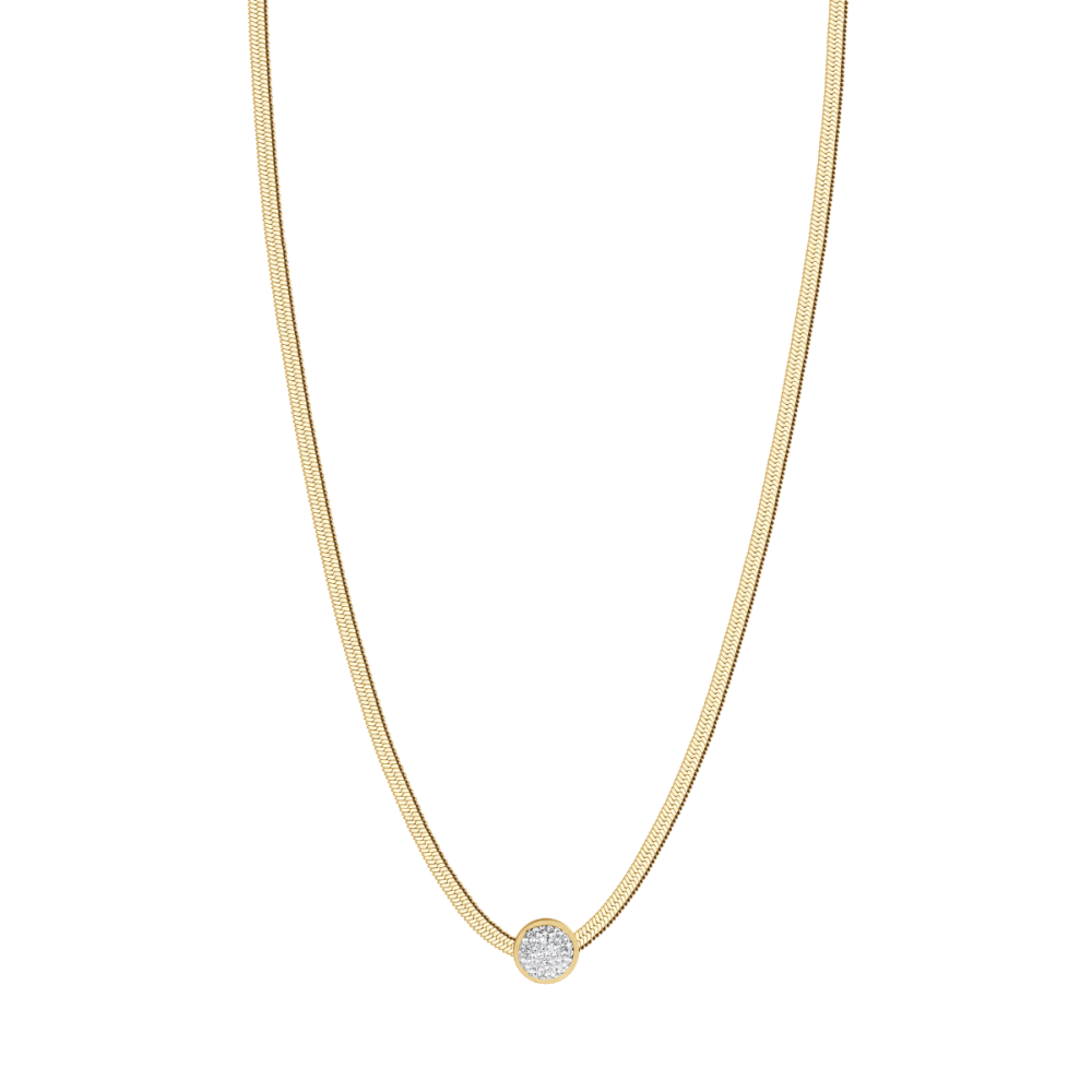 Luca Barra Collana Snake Acciaio Gold Elemento Zirconato