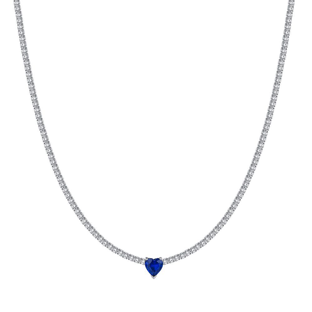 Luca Barra Collana Tennis Cuore Blu