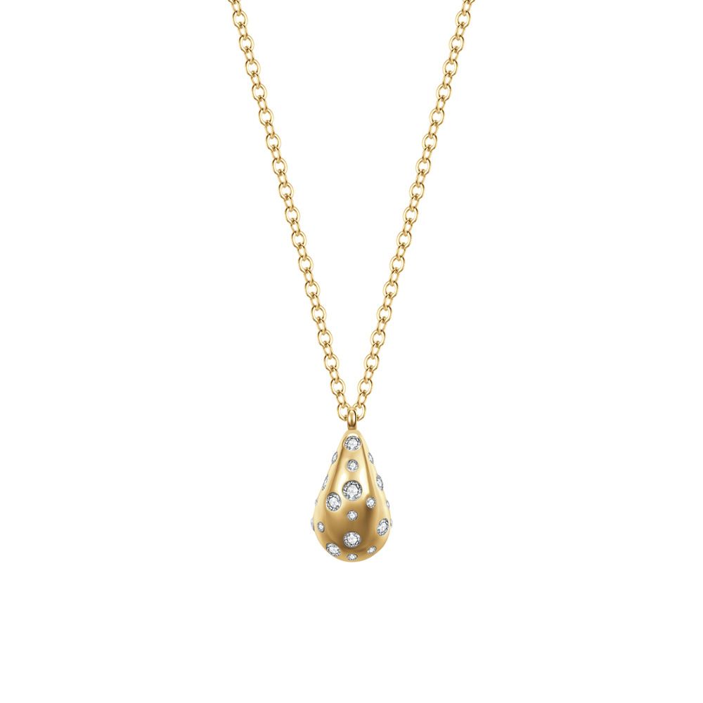 Luca Barra Collana Acciaio Gold Goccia con Cristalli