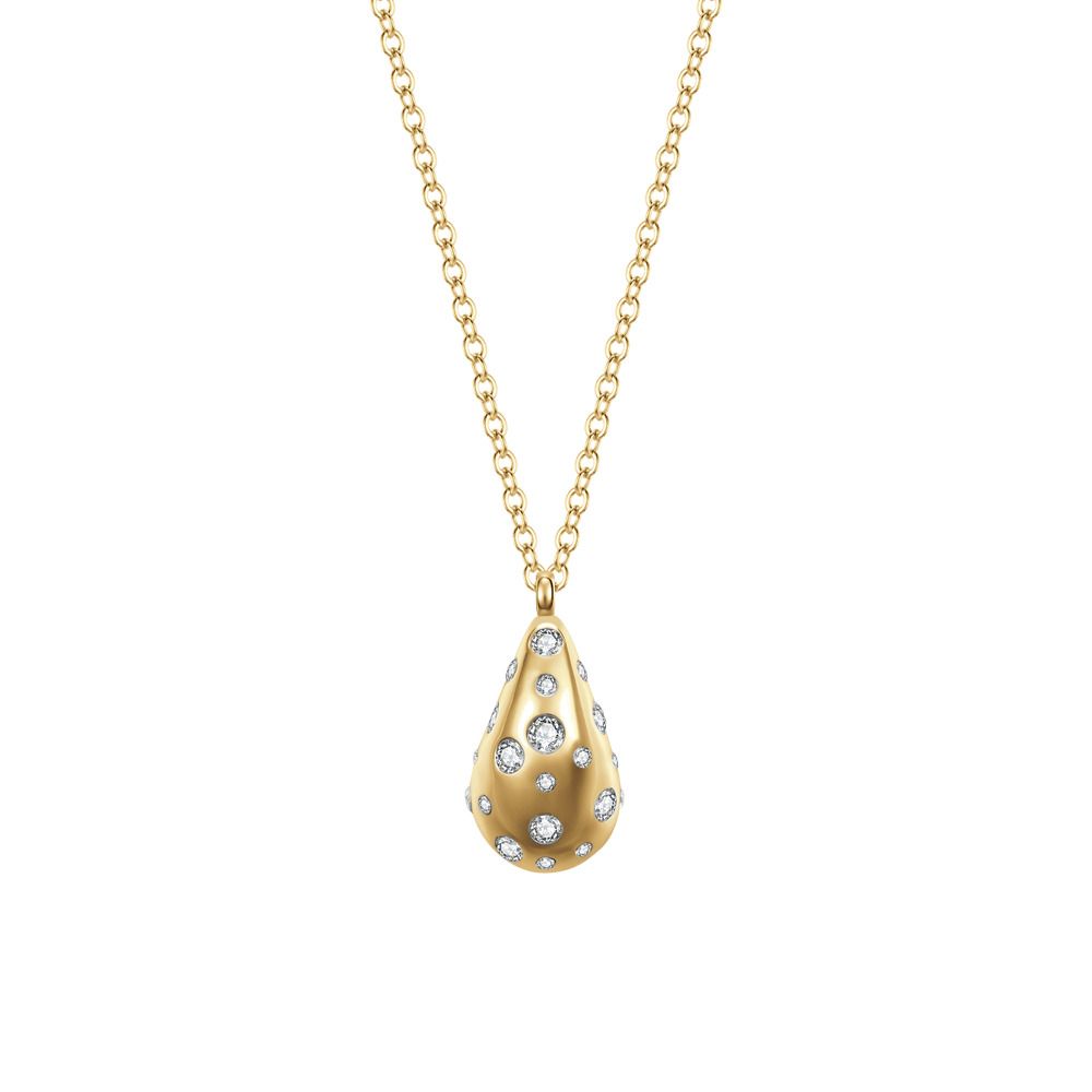 Luca Barra Collana Acciaio Gold Goccia con Cristalli