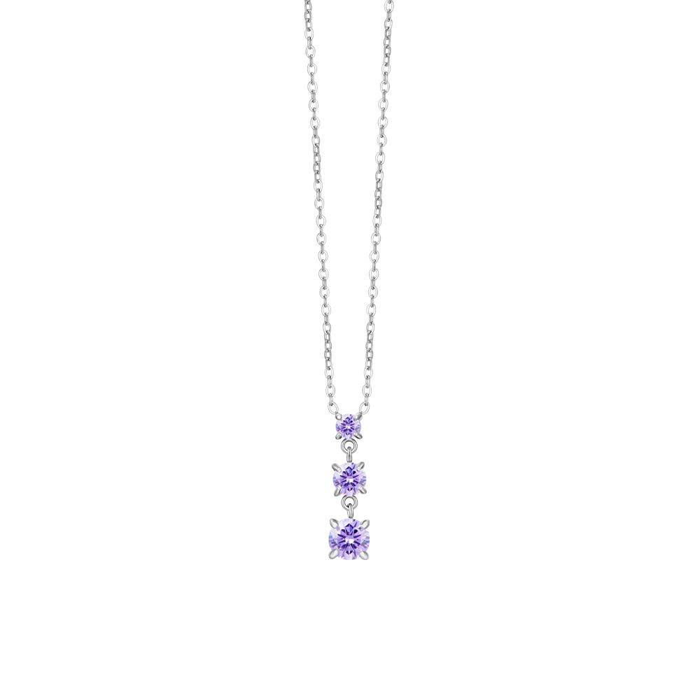 Luca Barra Collana Acciaio 3 Zirconi Viola