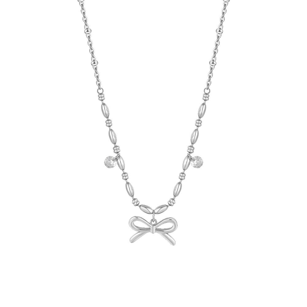 Luca Barra Collana Acciaio Fiocco e Zirconi