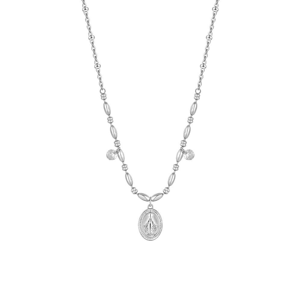 Luca Barra Collana Acciaio Madonnina e Zirconi