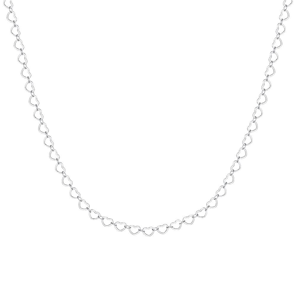 Luca Barra Collana Lunga Acciaio Con Cuori