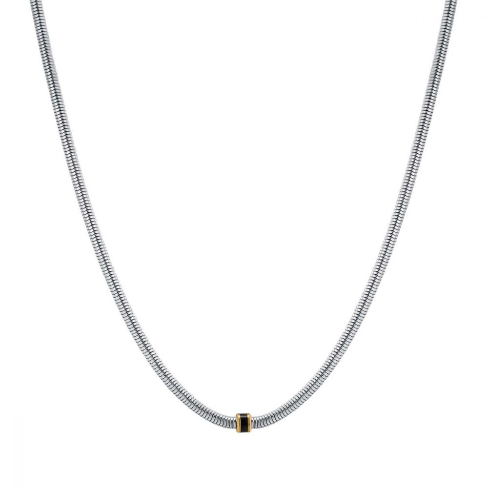 Luca Barra Collana Snake Uomo Acciaio Elemento ip Gold e Nero