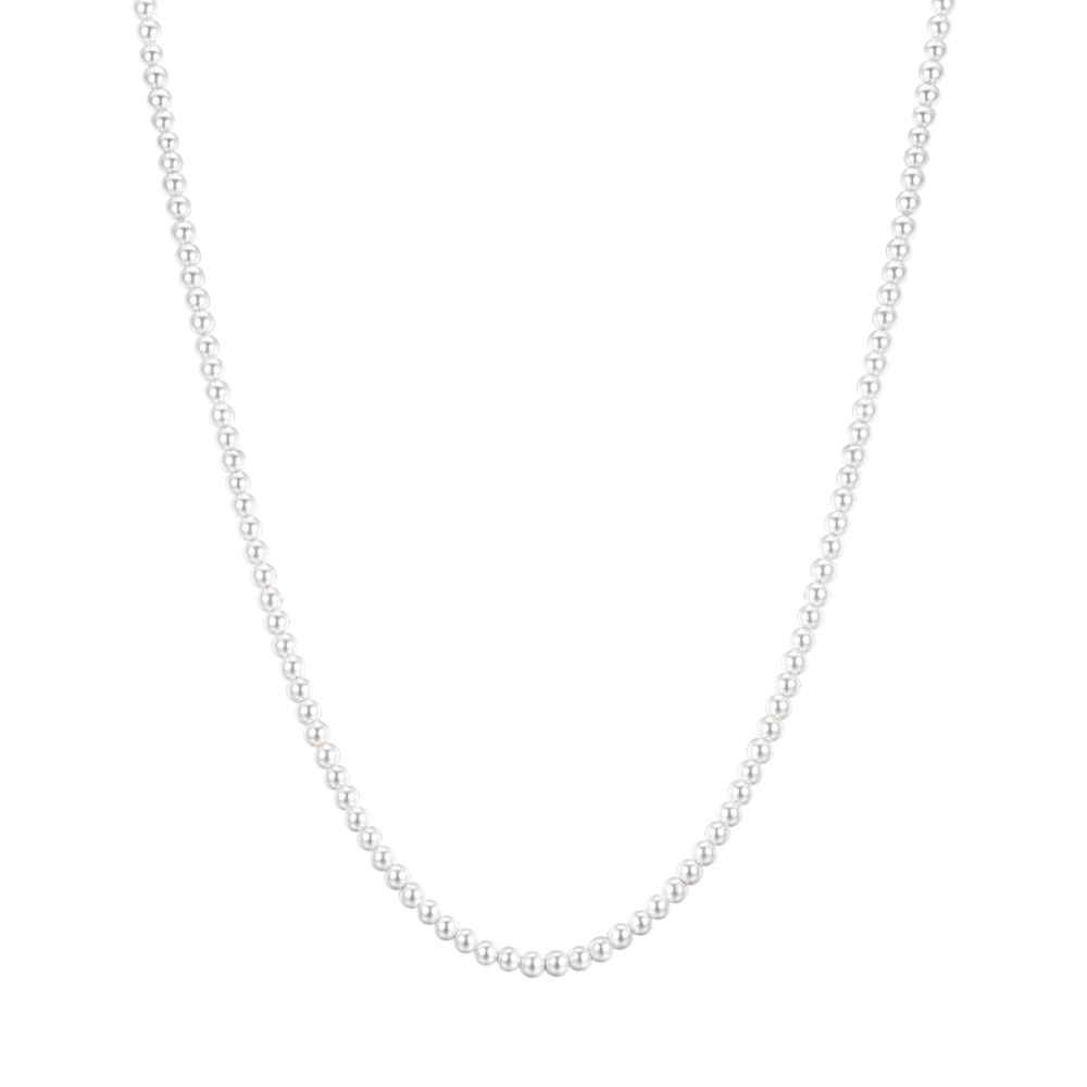 Luca Barra Collana Acciaio e Perle Bianche 4 mm