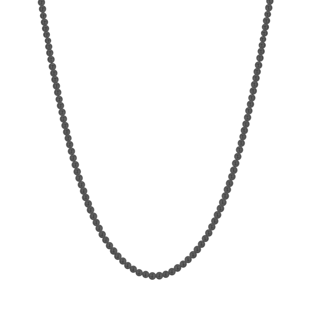 Luca Barra Collana Acciaio e Perle Nere 4 mm
