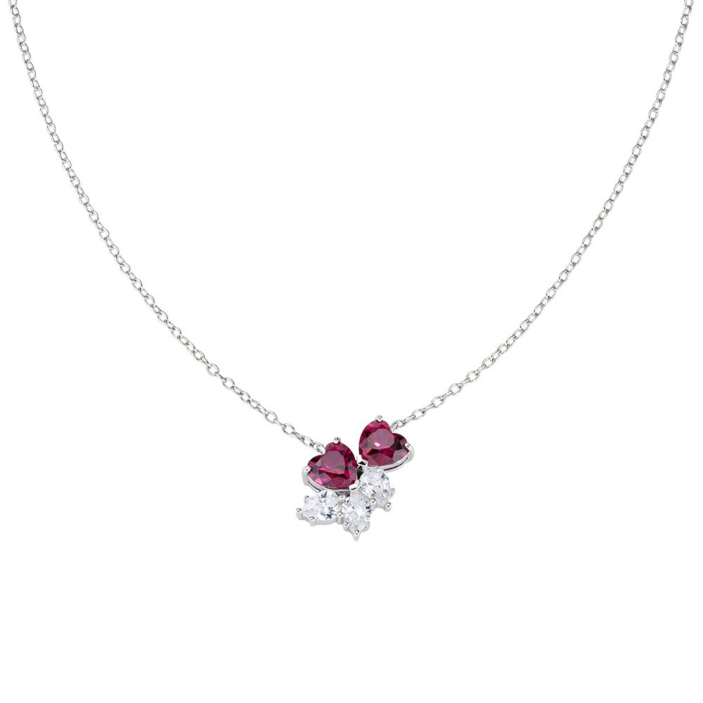 Amen Collana Argento Cuori Rubino