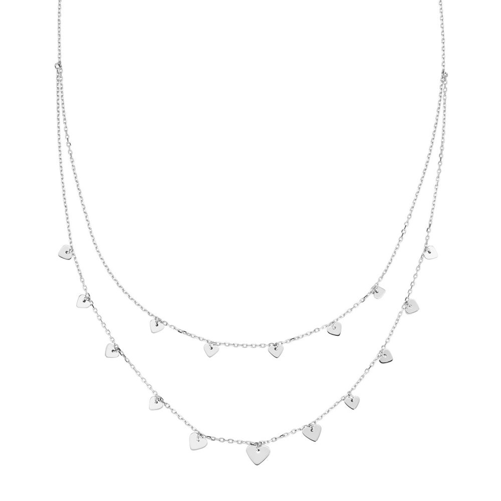 Amen Collana 2 Fili Argento Con Cuori