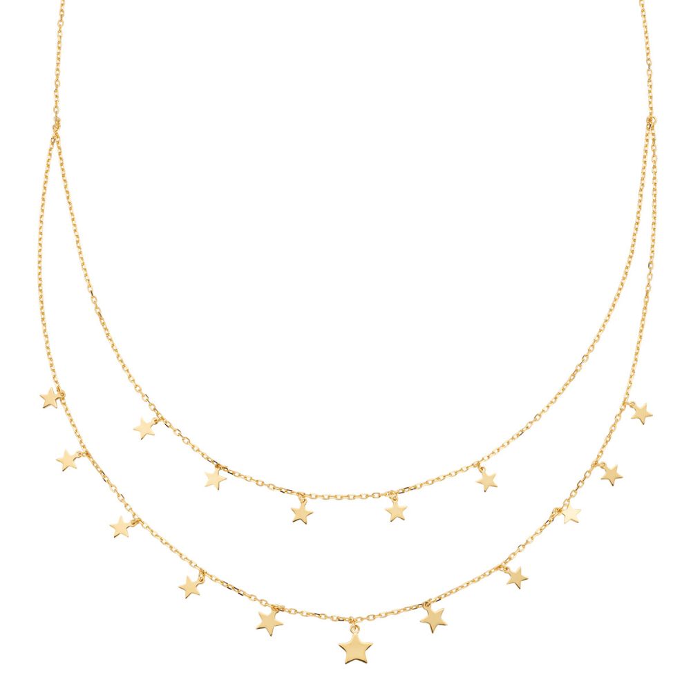 Amen Collana 2 Fili Argento Gold Con Stelle