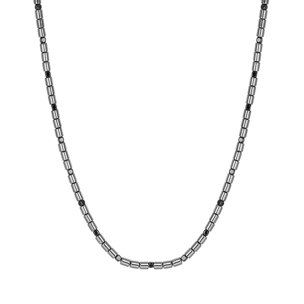 Luca Barra Collana Acciaio Ematite Silver e Nera
