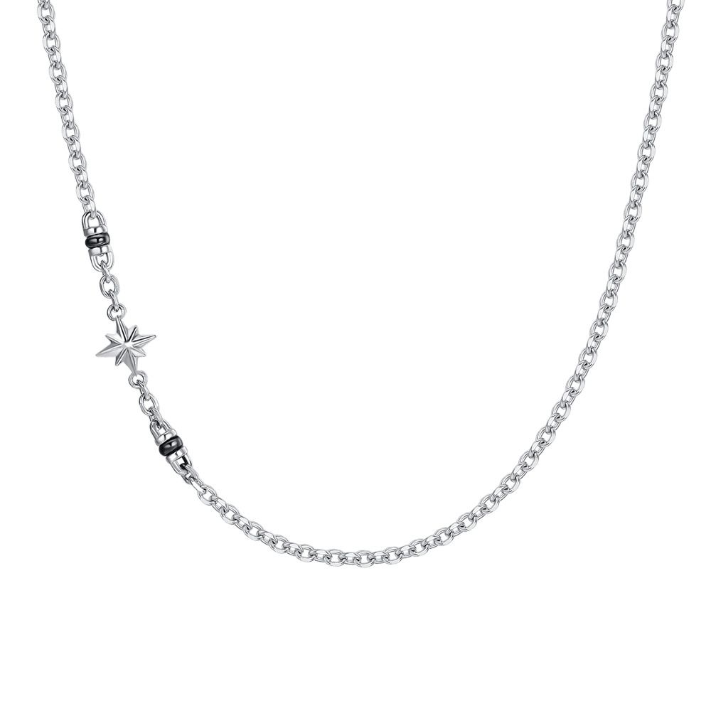 Luca Barra Collana Acciaio con Rosa Dei Venti