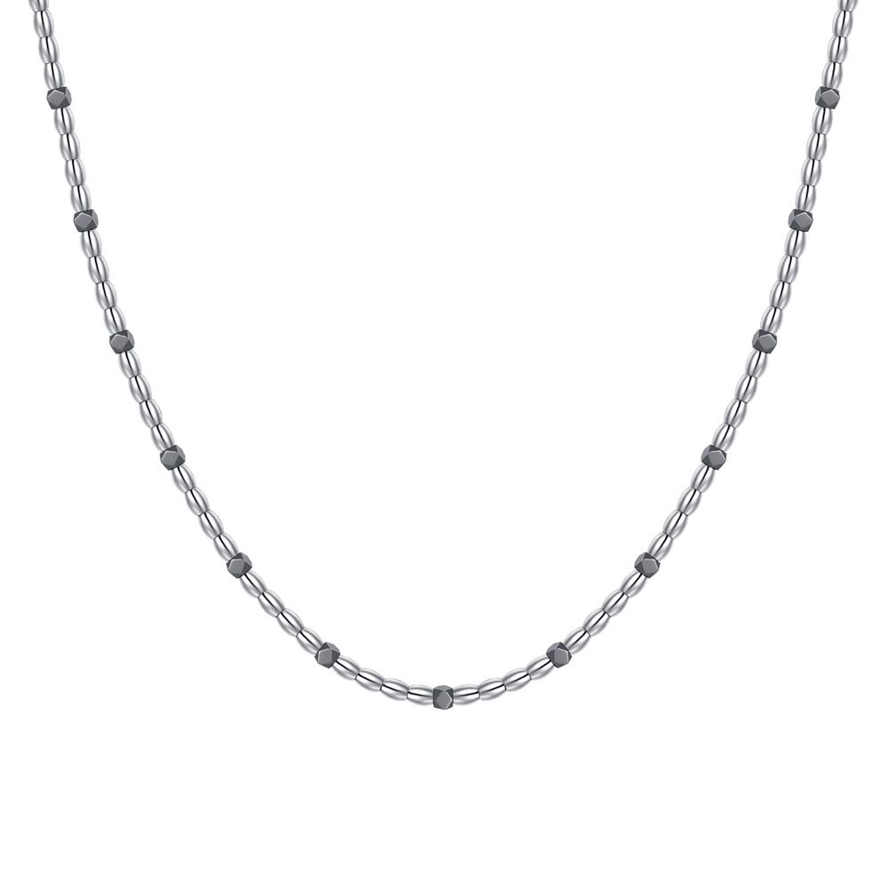 Luca Barra Collana Acciaio ed Ematite Nera