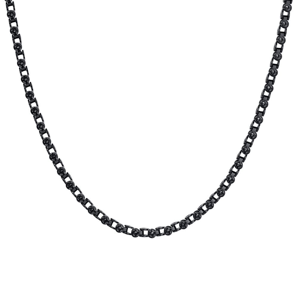 Luca Barra Collana Catena Acciaio Ip Nero