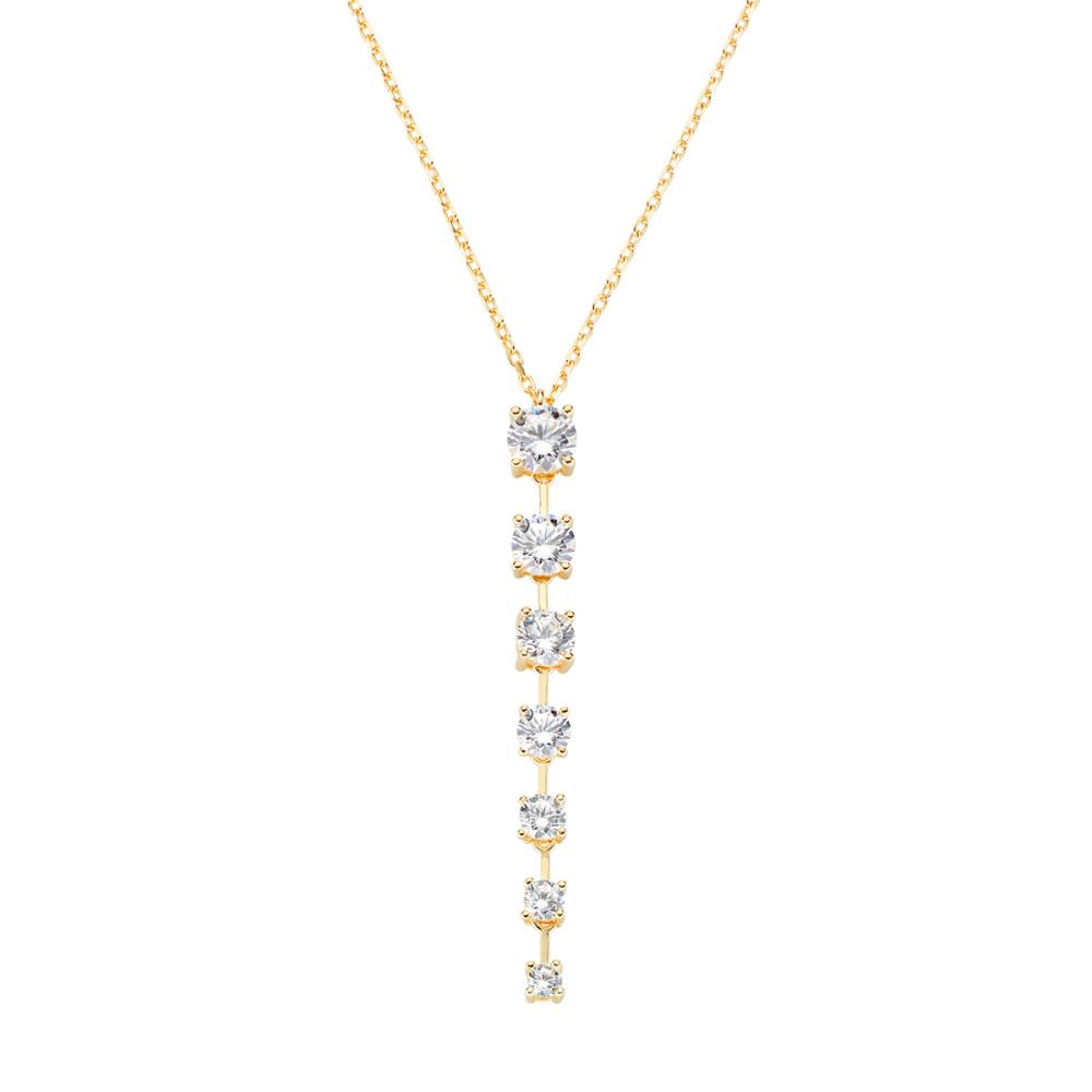 Amen Collana Argento Gold Zirconi Bianchi