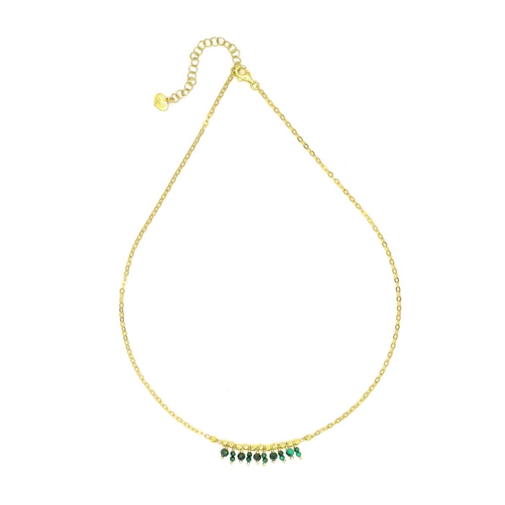 Io & Te Collana Argento Gold e Malachite