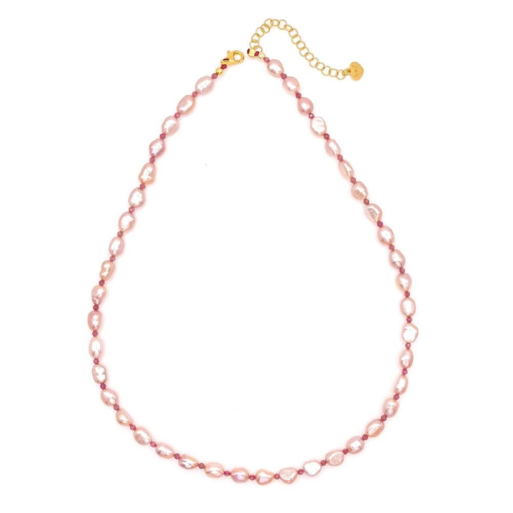  Io & Te Collana Argento Gold Perle e Tormalina