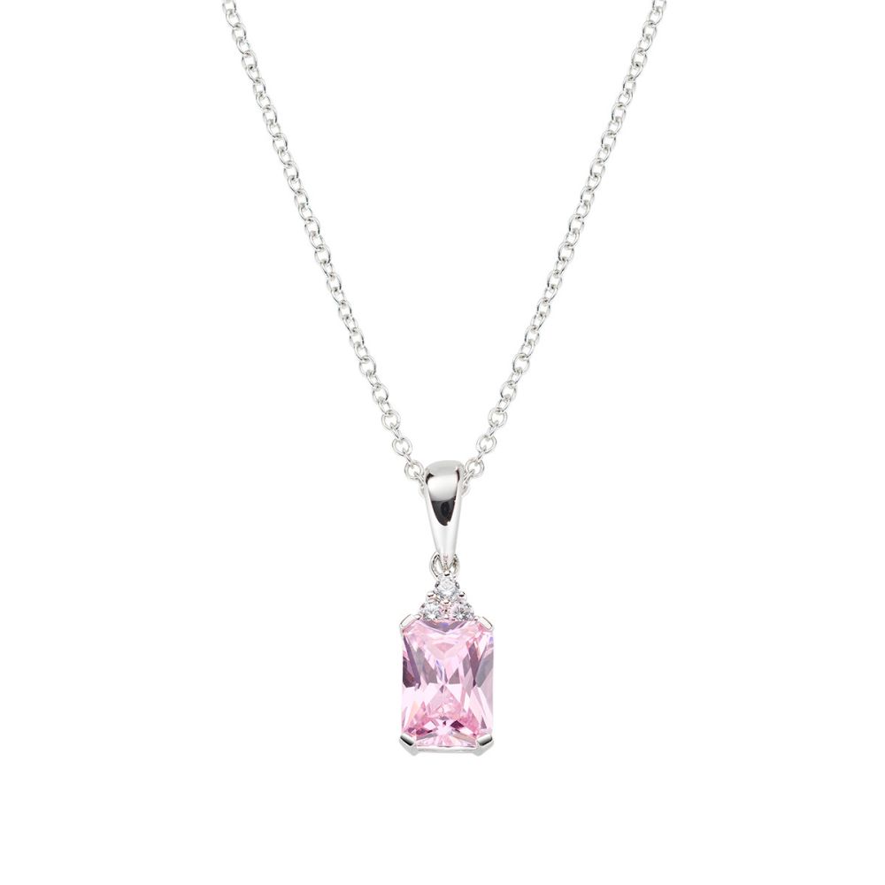 Amen Collana Argento Cristallo Rosa e Zirconi