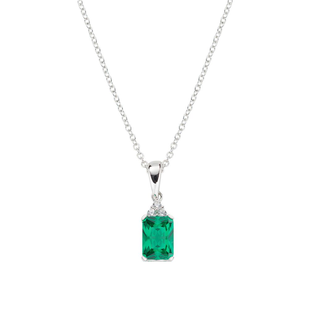 Amen Collana Argento Cristallo Verde e Zirconi