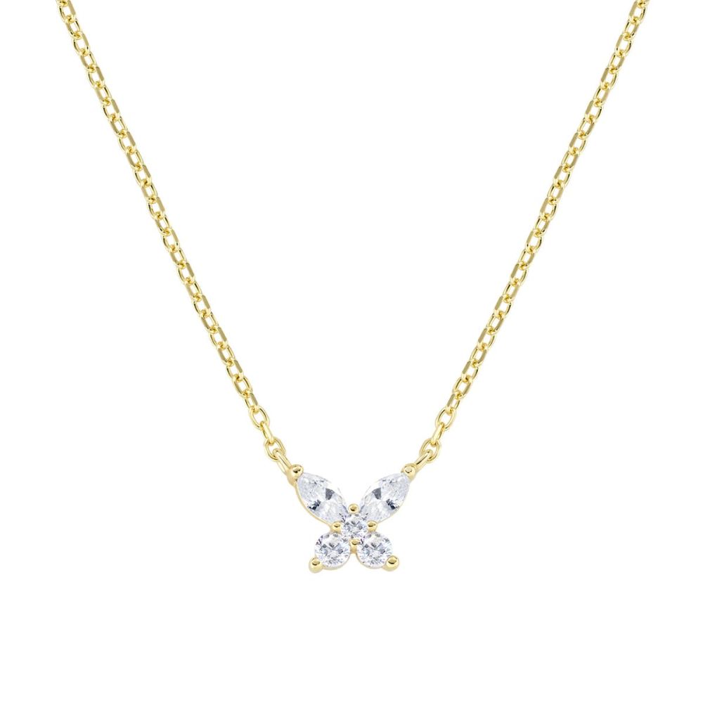 Amen Collana Argento Gold Farfalla Zirconi Bianchi