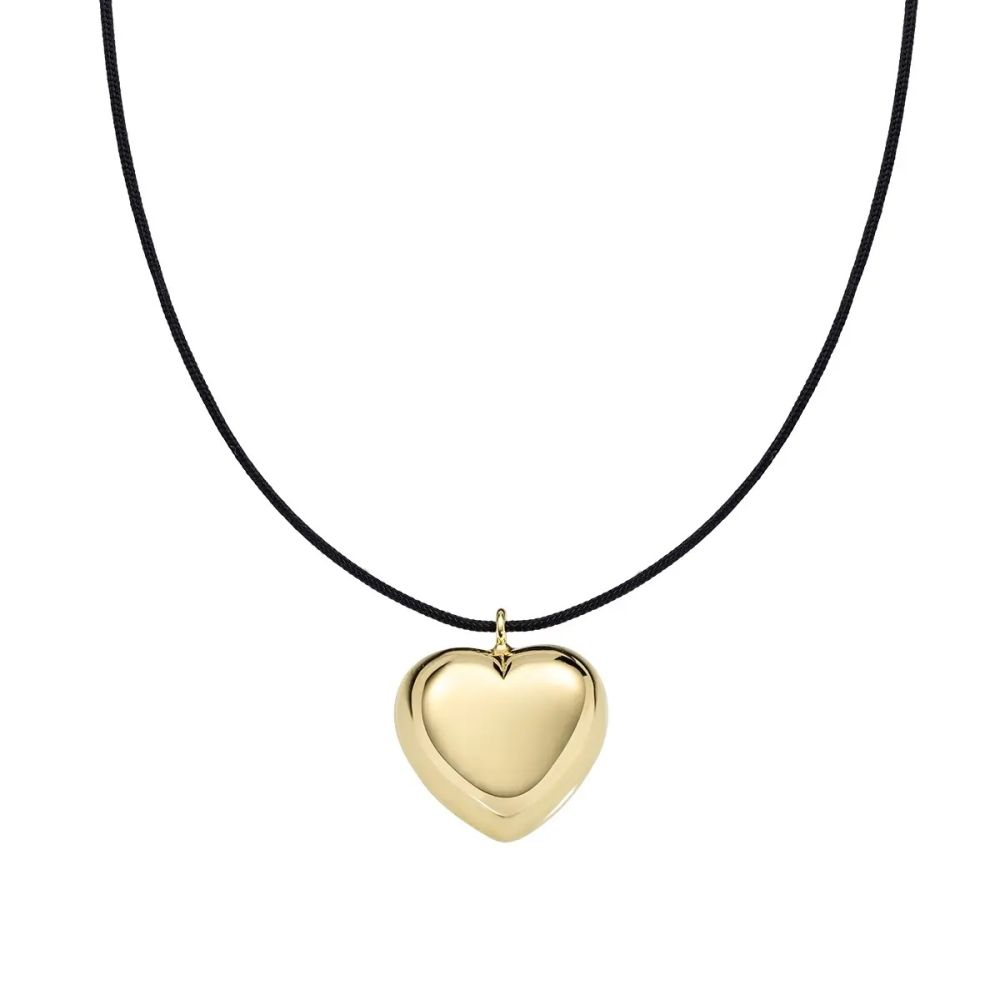 Amen Collana Cordino Nero Cuore Argento Gold