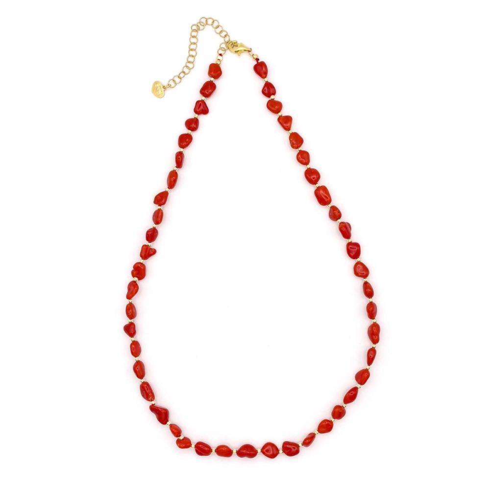 Io & Te Collana Argento Dorato e Corallo Rosso