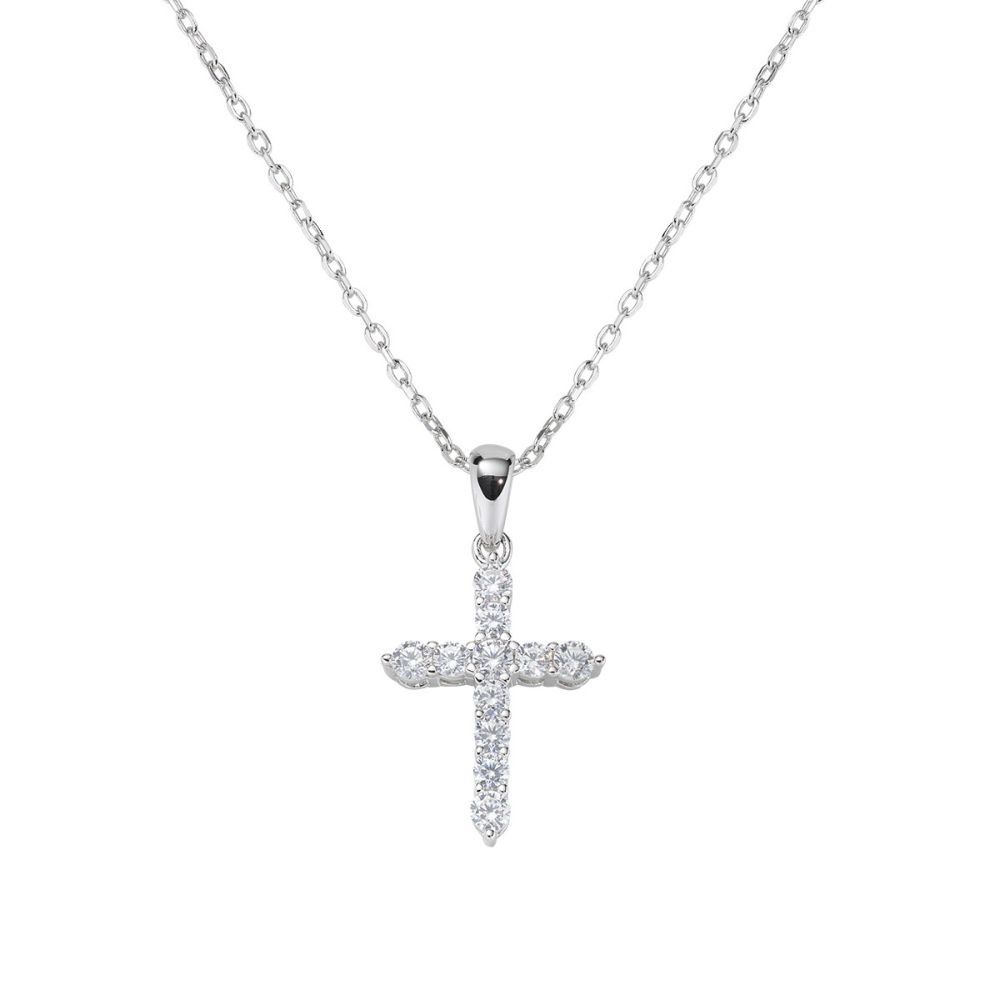 Amen Collana Argento Croce Zirconata