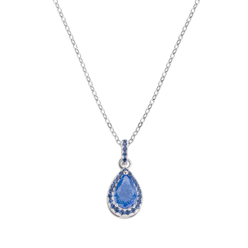 Amen Collana Argento Pendente Goccia Blu