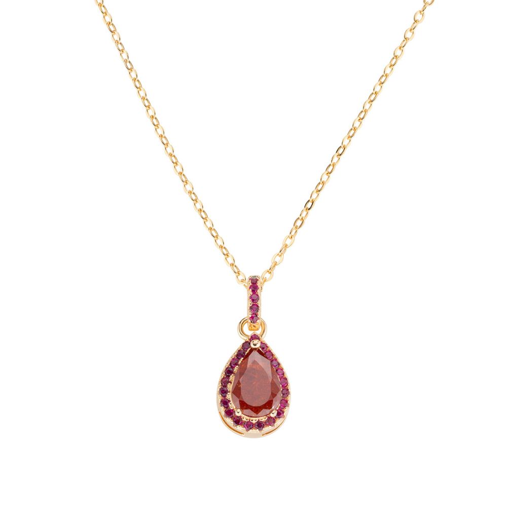 Amen Collana Argento Gold Pendente Goccia Rossa